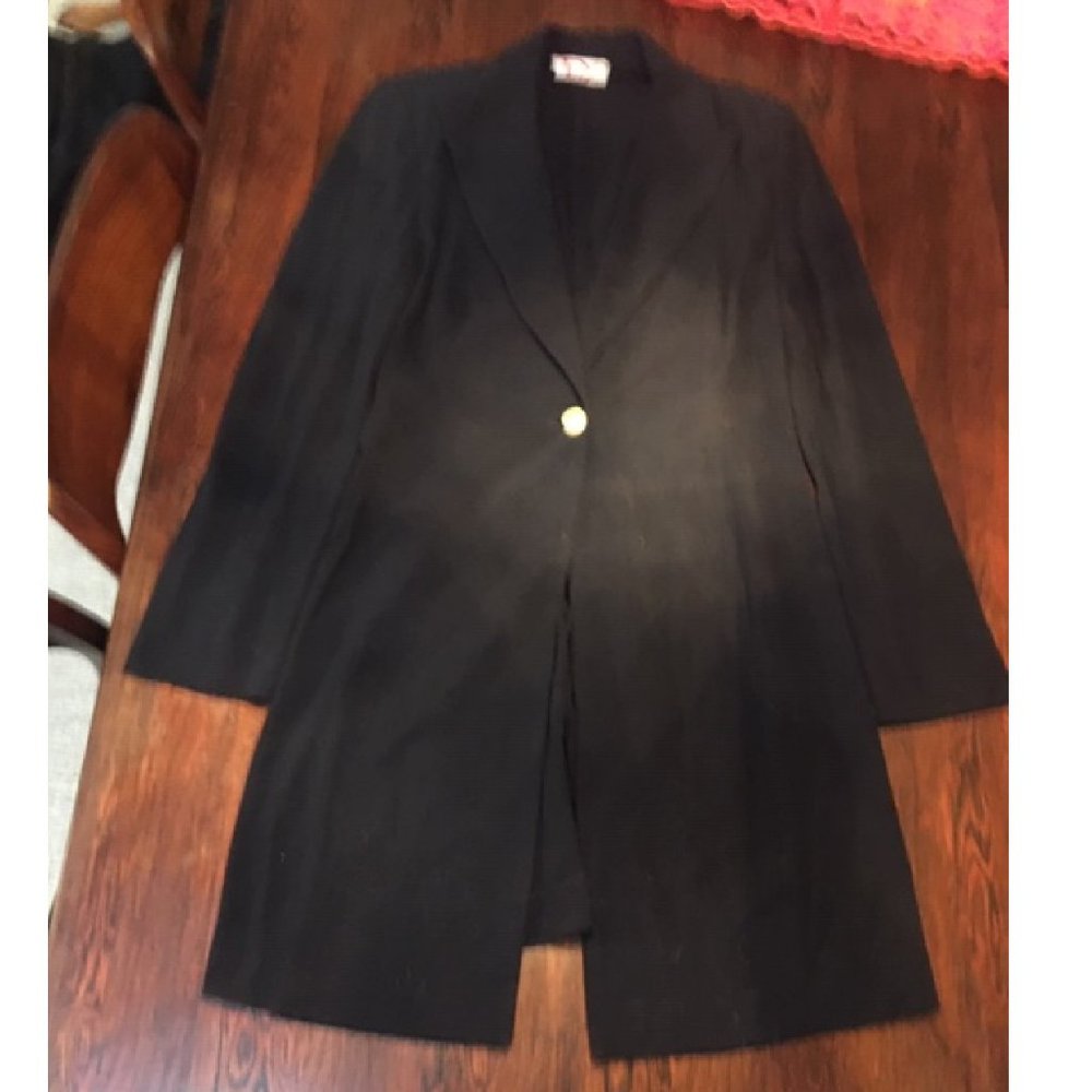Black Long Jacket Matte Jersey, One Button, Paris